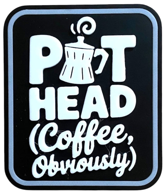 Fridge Magnet - 3" x 2.5" - Pot Head - White over Black (Copy)