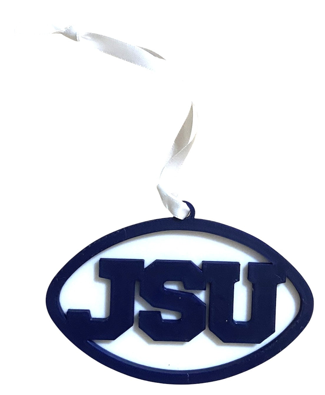 3D Printed 4" Ornament - JSU - Navy over White