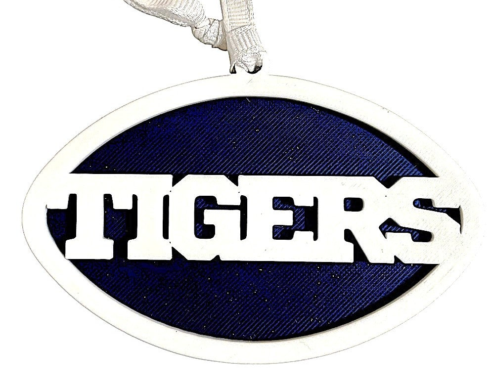 3D Printed 4" Ornament - Tigers - White over Navy
