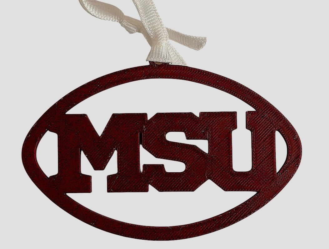 3D Printed 4" Ornament - MSU - Maroon over White