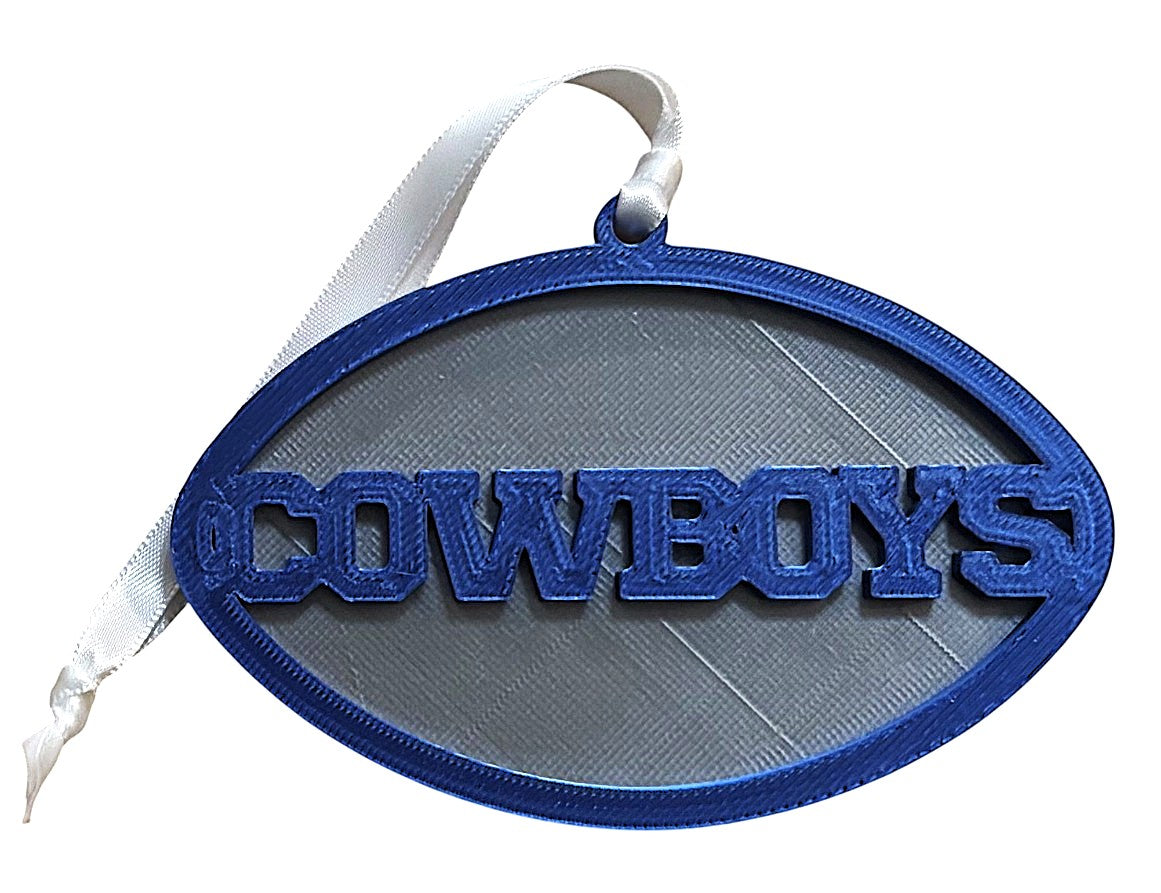 3D Printed 4" Ornament - Cowboys - Blue over Silver