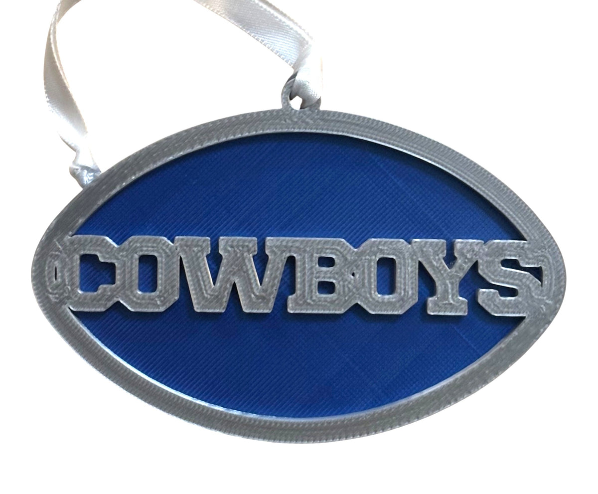 3D Printed 4" Ornament - Cowboys - Silver over Blue