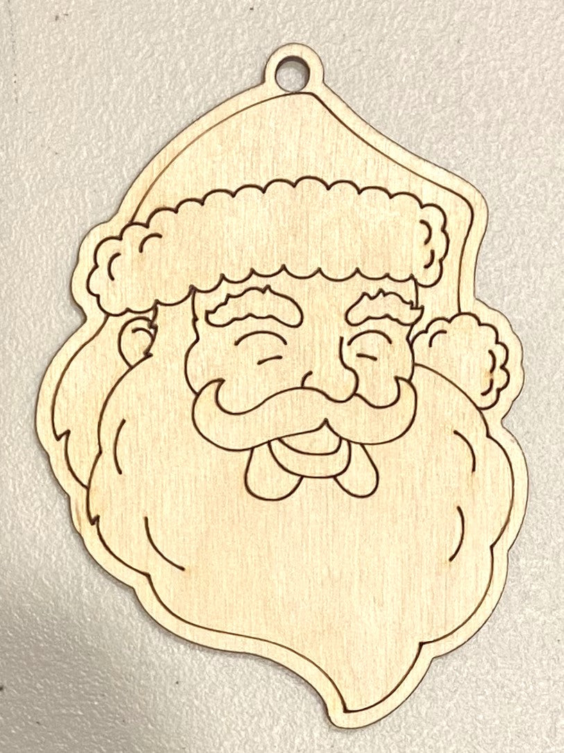 Ready to Paint Ornament - 1/8" Plywood - Santa Head - S001