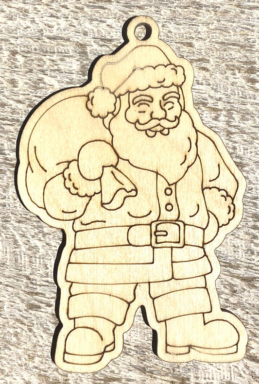 Ready to Paint Ornament - 1/8" Plywood - Santa - S009