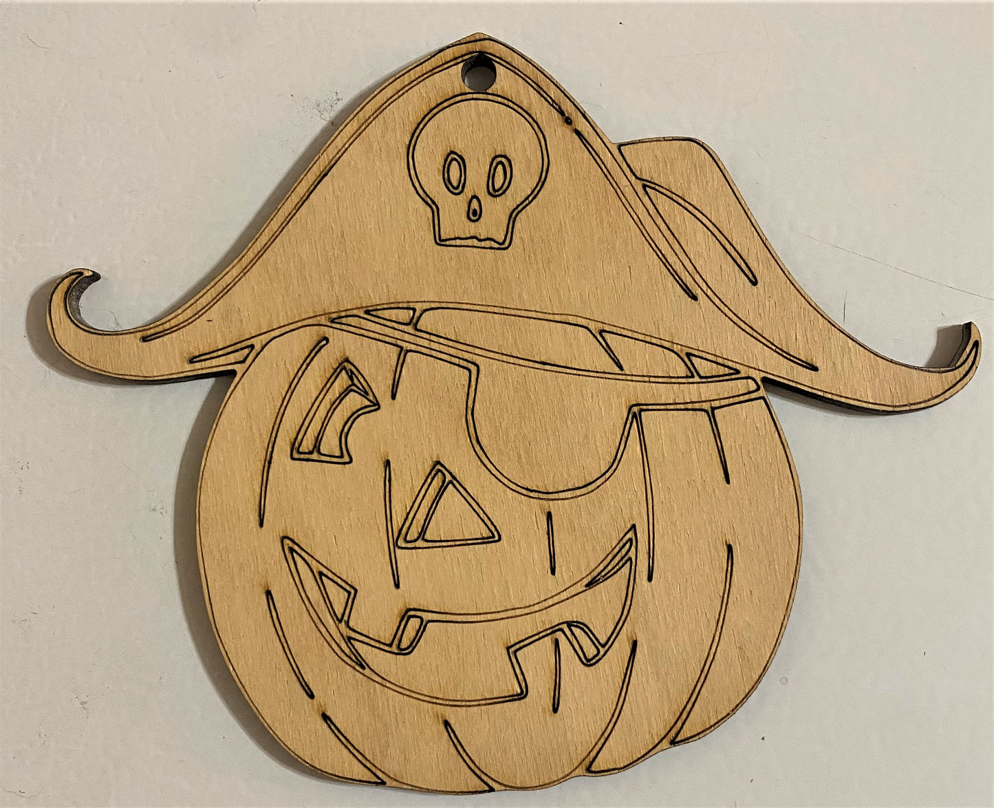 Ready to Paint Shape - 1/8" Birch - Pirate Jack O Lantern - S072