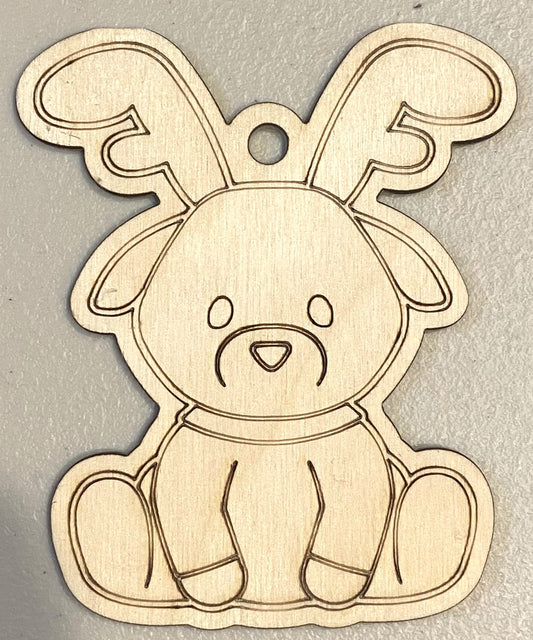 Ready to Paint Ornament - 1/8" Plywood - Sitting Reindeer - S339