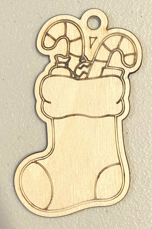 Ready to Paint Ornament - 1/8" Plywood - Stocking - S343