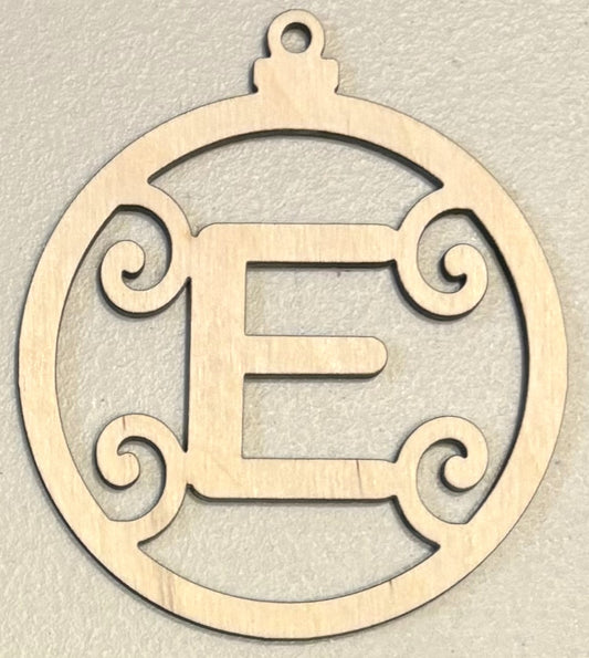 Ready to Paint Ornament - 1/8" Plywood - "E" Ornament - S368