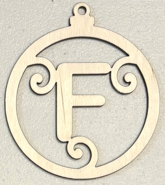 Ready to Paint Ornament - 1/8" Plywood - "F" Ornament - S369