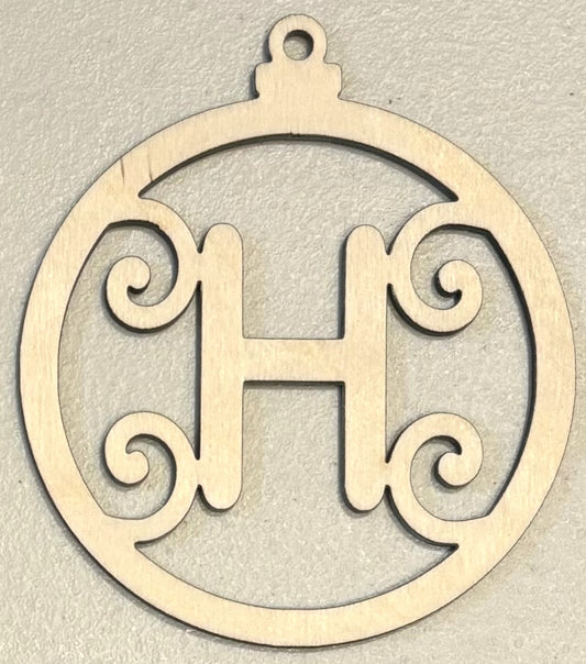 Ready to Paint Ornament - 1/8" Plywood - "H" Ornament - S371