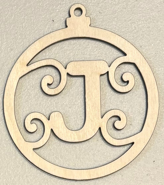 Ready to Paint Ornament - 1/8" Plywood - "J" Ornament - S373