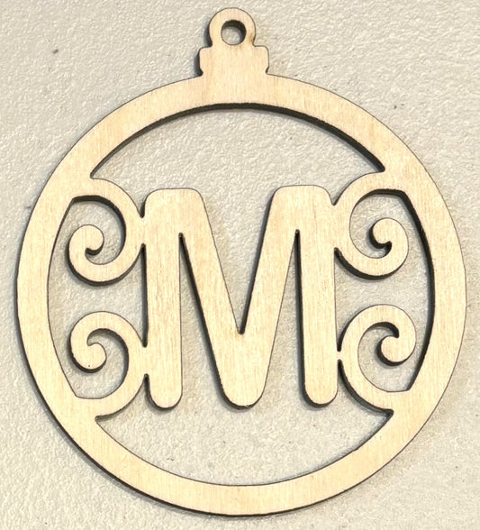 Ready to Paint Ornament - 1/8" Plywood - "M" Ornament - S376