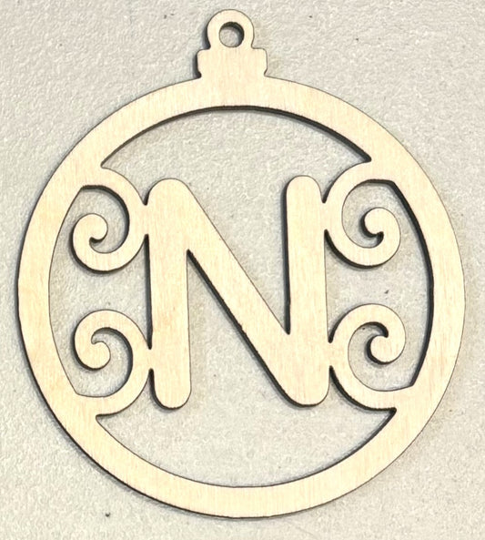 Ready to Paint Ornament - 1/8" Plywood - "N" Ornament - S377