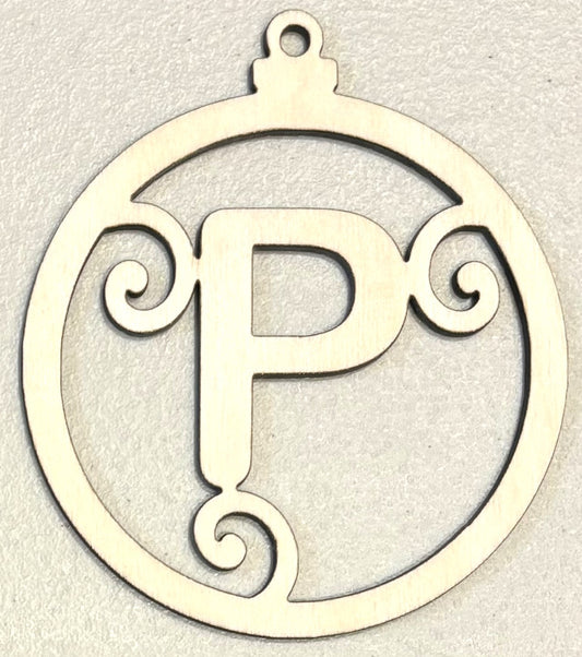 Ready to Paint Ornament - 1/8" Plywood - "P" Ornament - S379