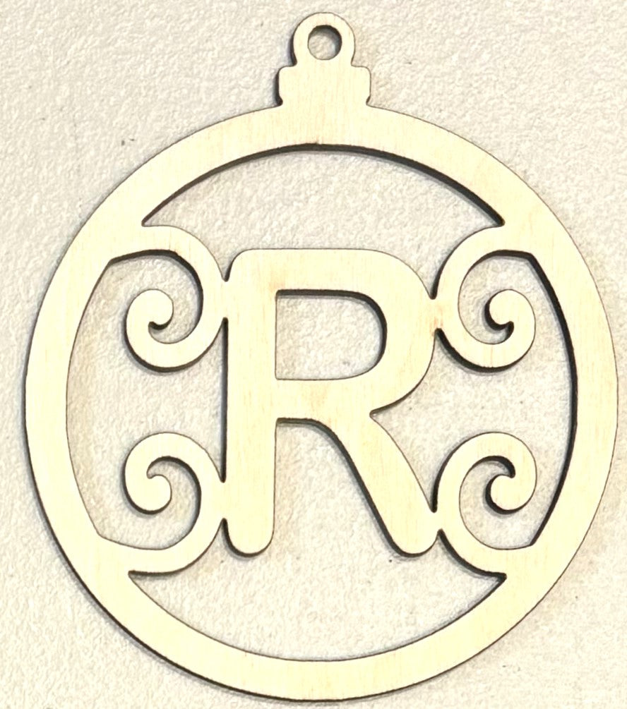 Ready to Paint Ornament - 1/8" Plywood - "R" Ornament - S381