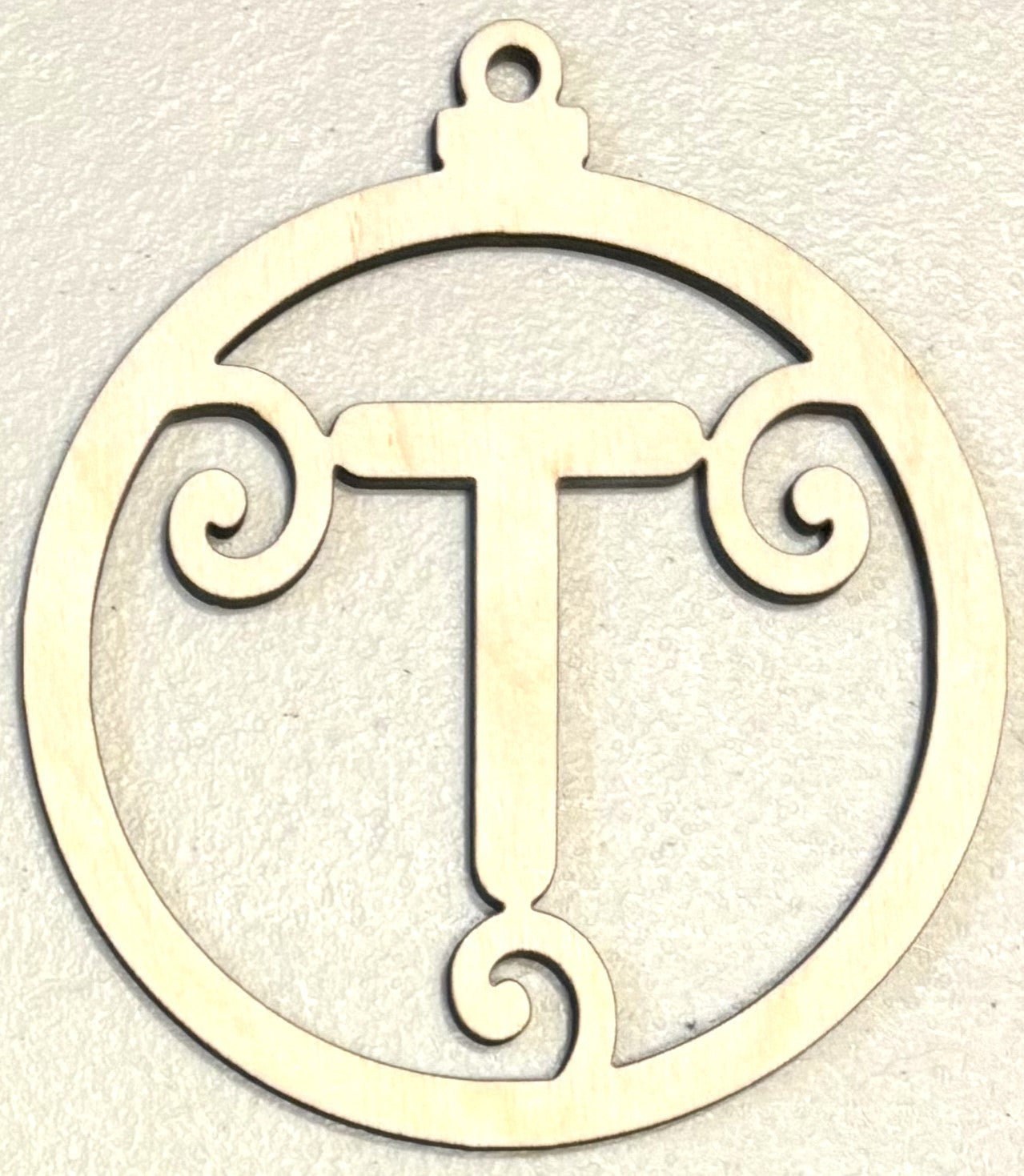 Ready to Paint Ornament - 1/8" Plywood - "T" Ornament - S383