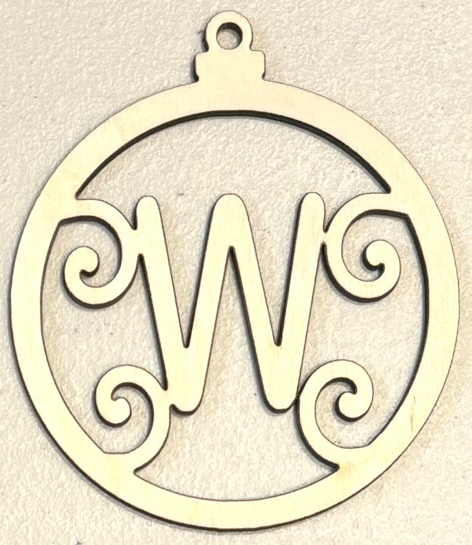 Ready to Paint Ornament - 1/8" Plywood - "W" Ornament - S386