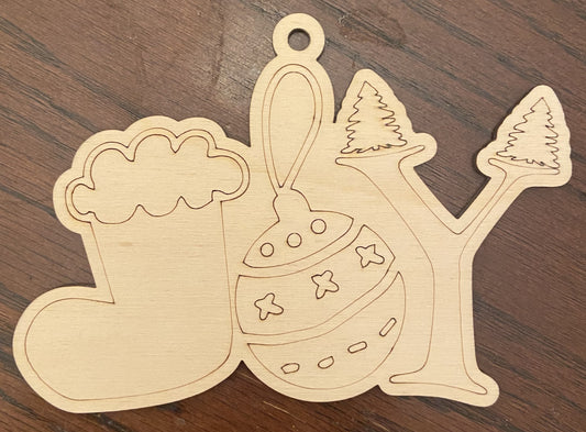 Ready to Paint Ornament - 1/8" Plywood - Joy - S400