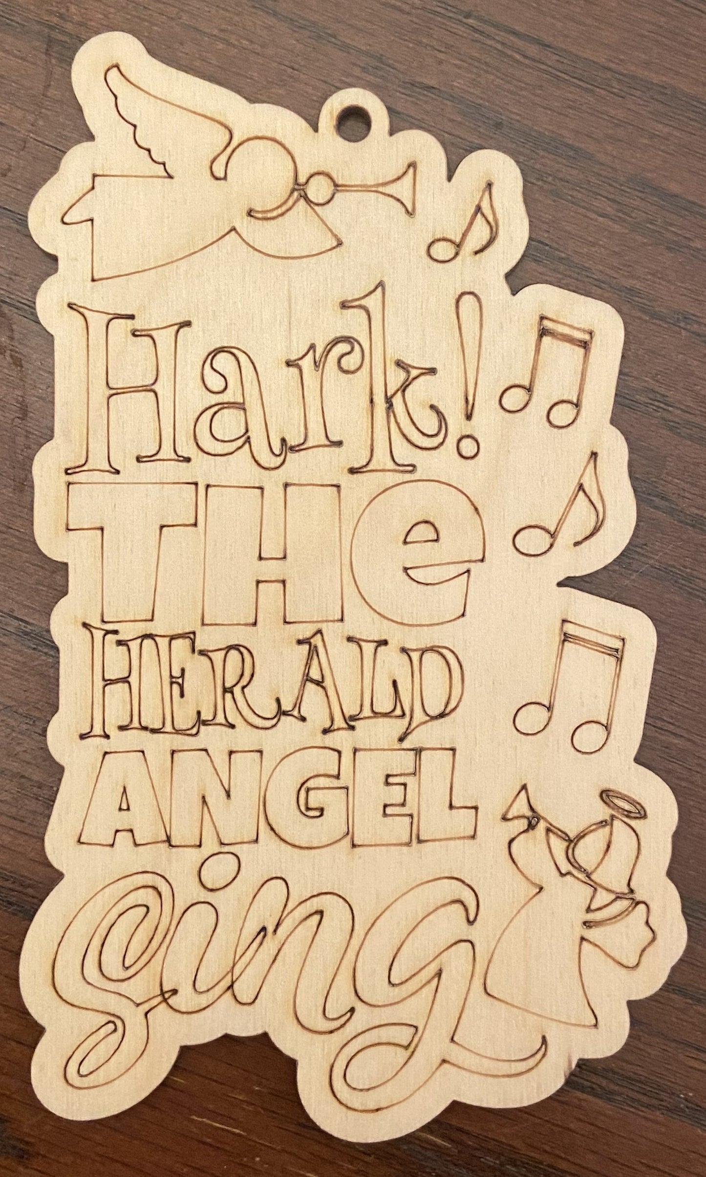 Ready to Paint Ornament - 1/8" Plywood - Hark The Herald Angels Sing - S401