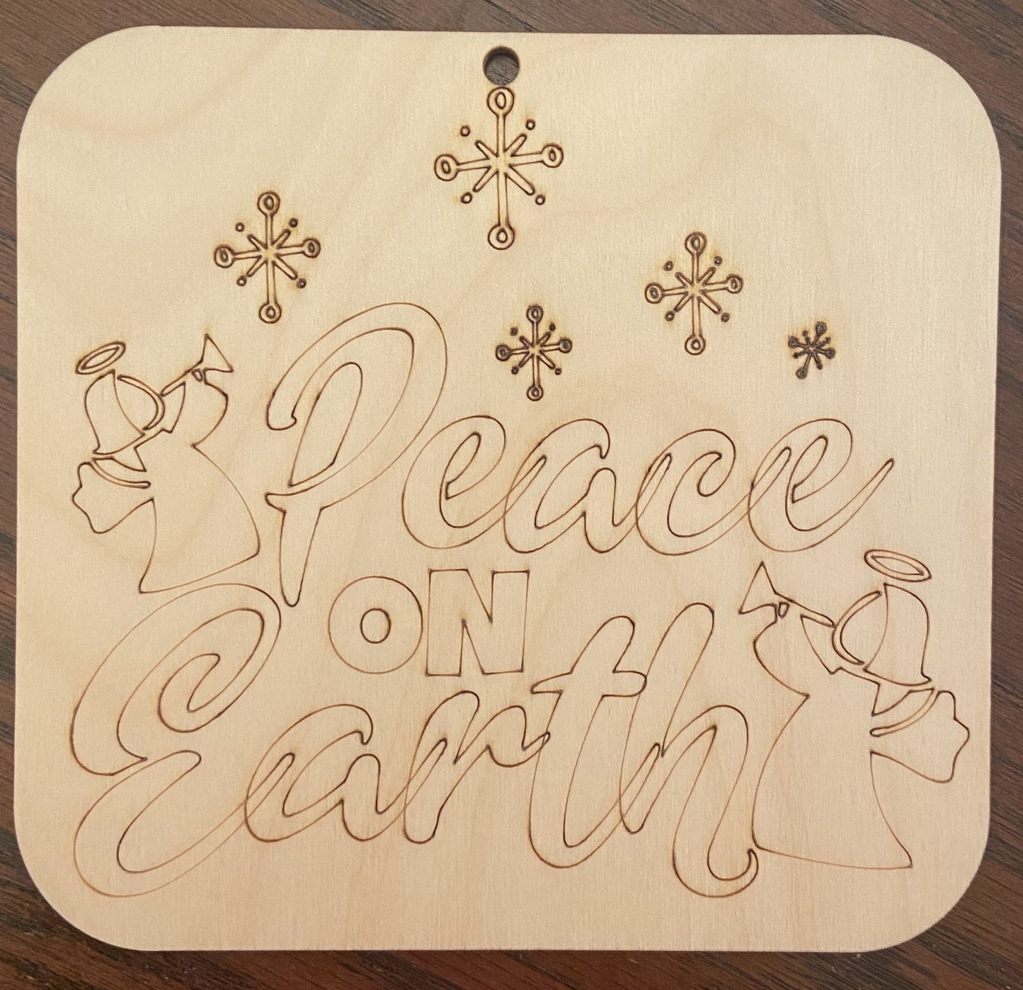 Ready to Paint Ornament - 1/8" Plywood - Peace on Earth - S402