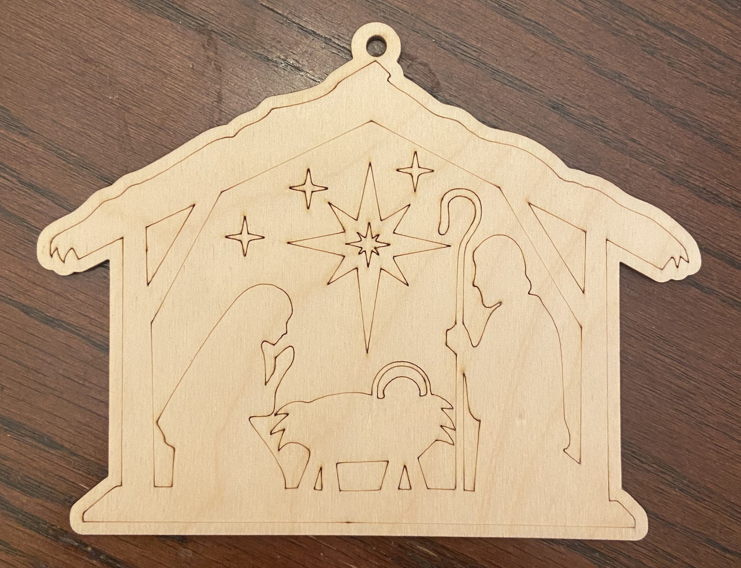 Ready to Paint Ornament - 1/8" Plywood - Manger - S408