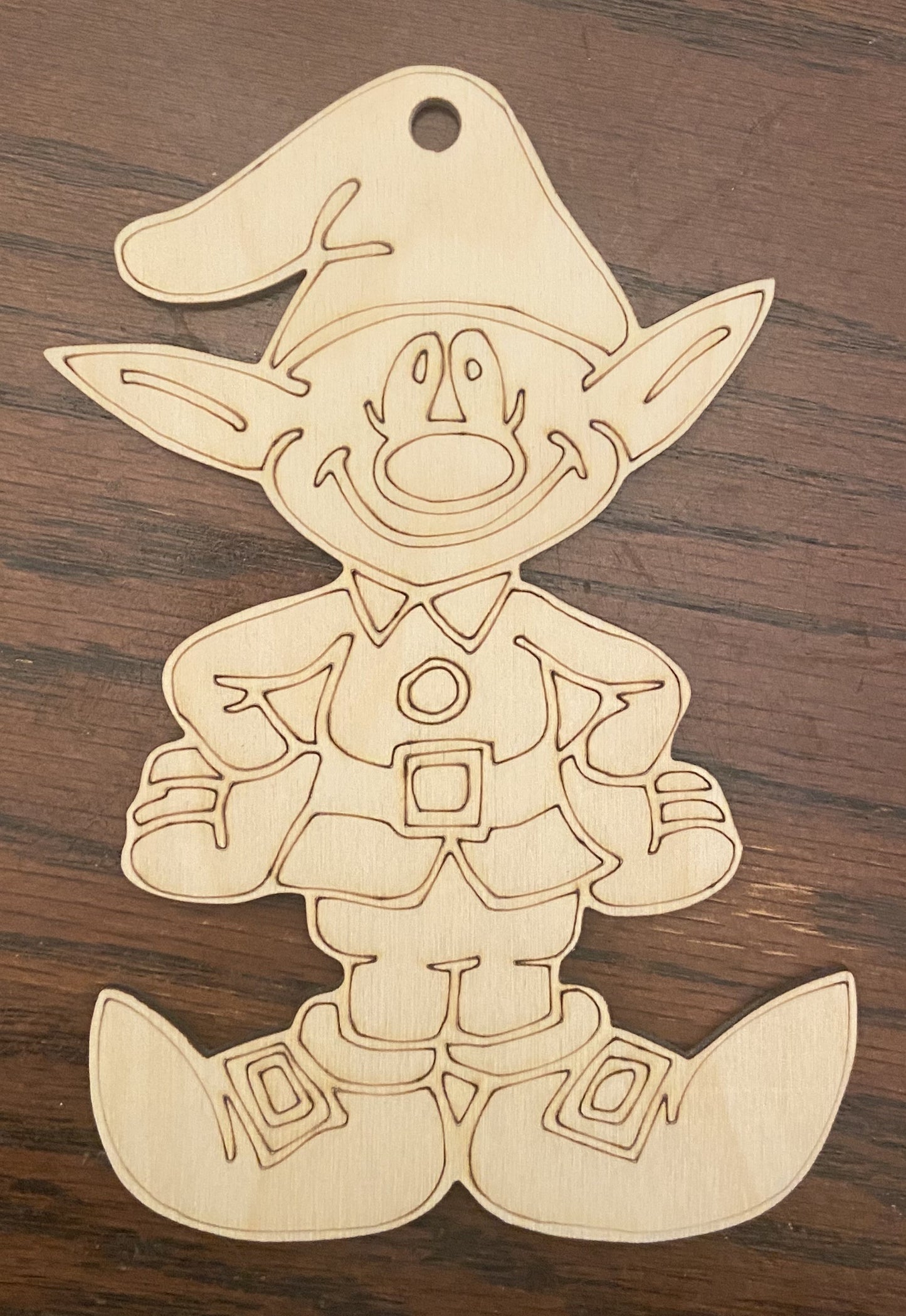 Ready to Paint Ornament - 1/8" Plywood - Big Ear Elf - S409