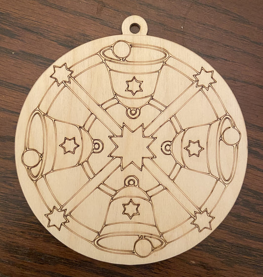 Ready to Paint Ornament - 1/8" Plywood - Bell Mandala - S412