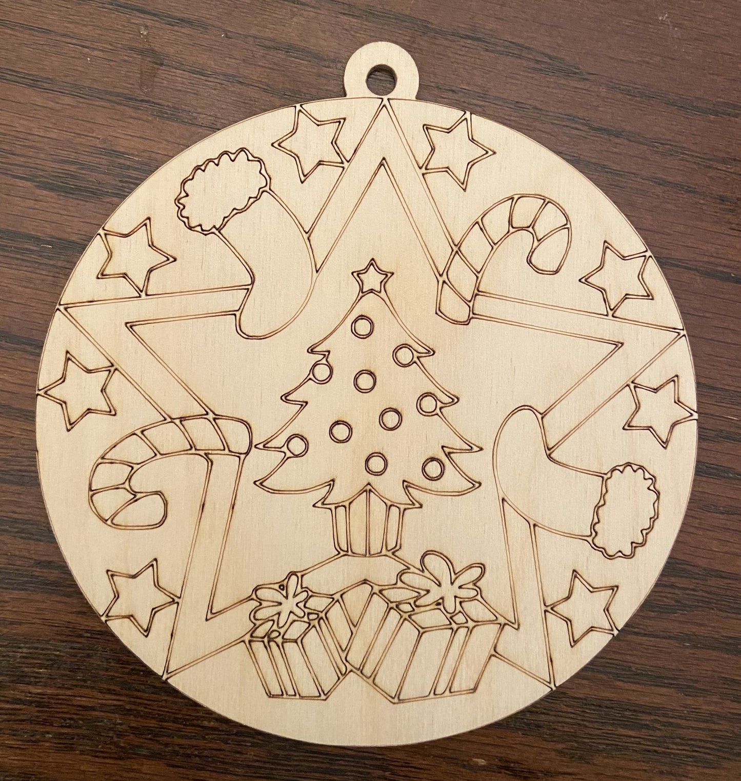 Ready to Paint Ornament - 1/8" Plywood - Christmas Tree Mandala - S413