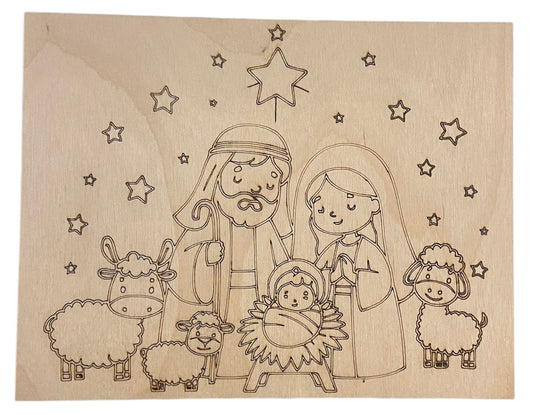 Ready to Paint Plywood Coloring Boards - Nativity 2 - S522