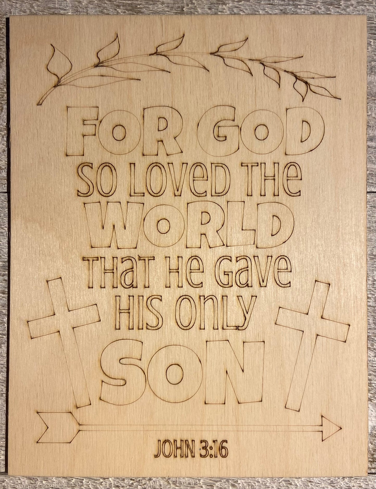 Ready to Paint Plywood Coloring Boards - John 3:16 - S524