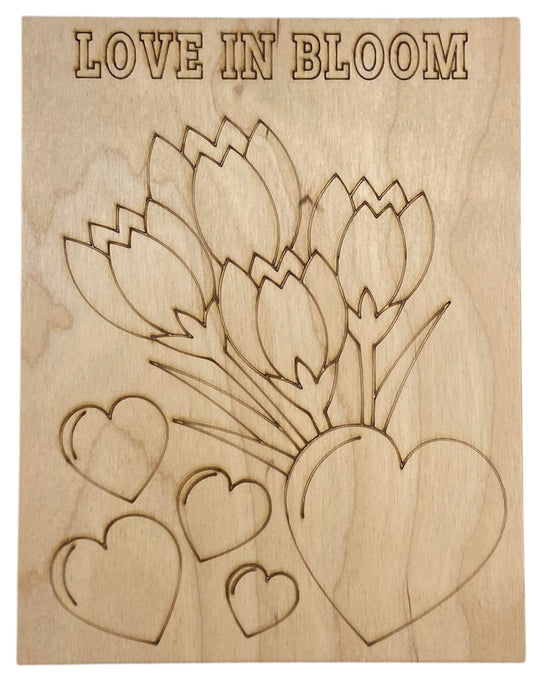 Wood Coloring Board - 1/8" Plywood - 7x9 Love In Bloom