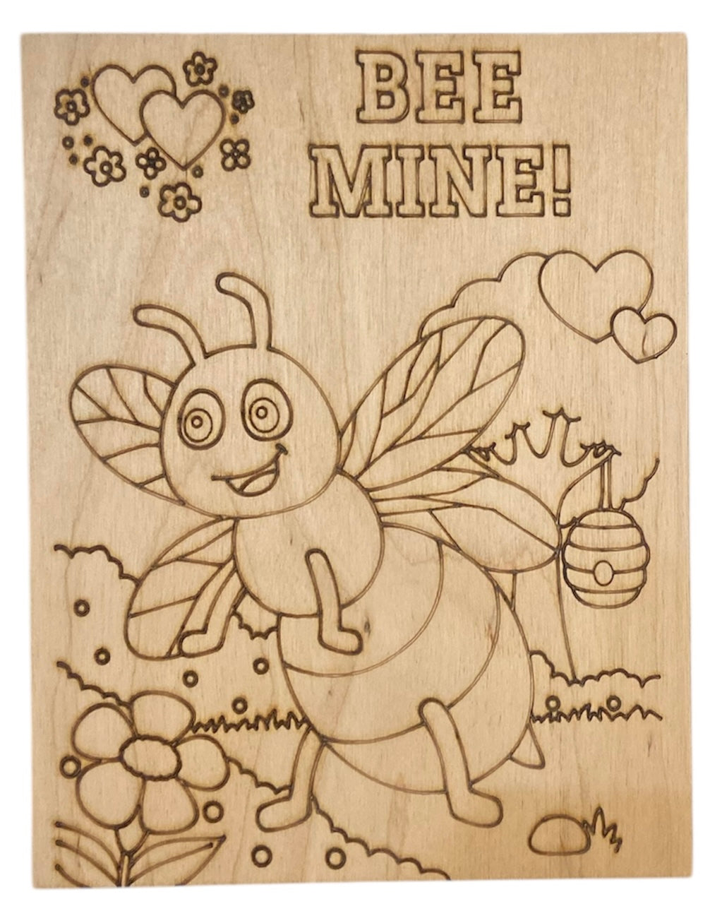 Wood Coloring Board - 1/8" Plywood - 7x9 Bee Mine
