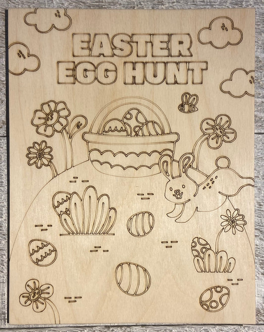 Wood Coloring Board - 1/8" Plywood - 7x9 Easter Bunny 2