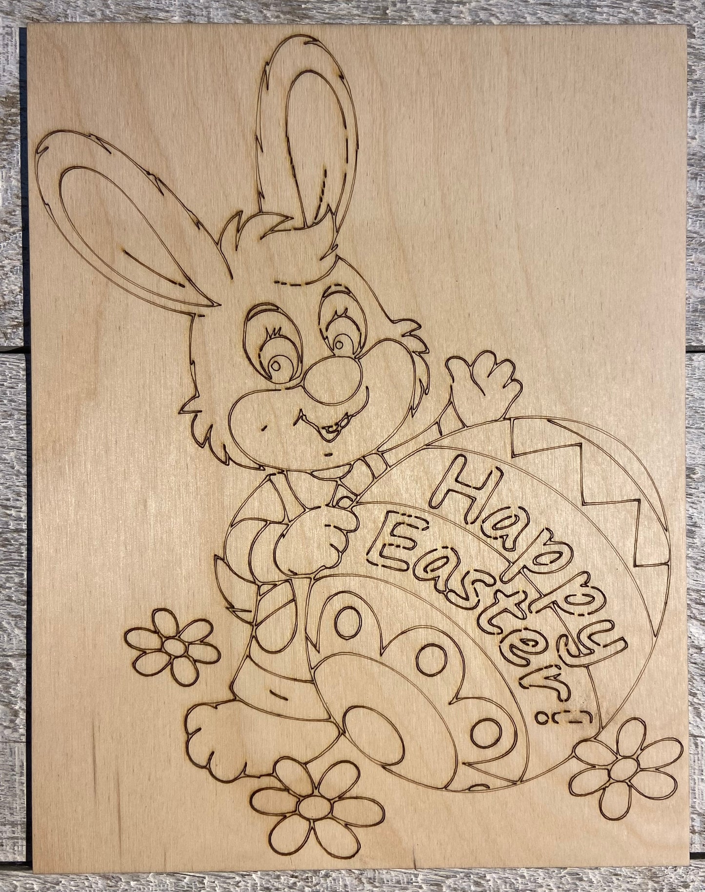 Wood Coloring Board - 1/8" Plywood - 7x9 Happy Easter Bunny
