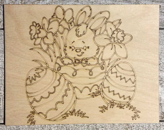 Wood Coloring Board - 1/8" Plywood - 7x9 Bunny Hatchling