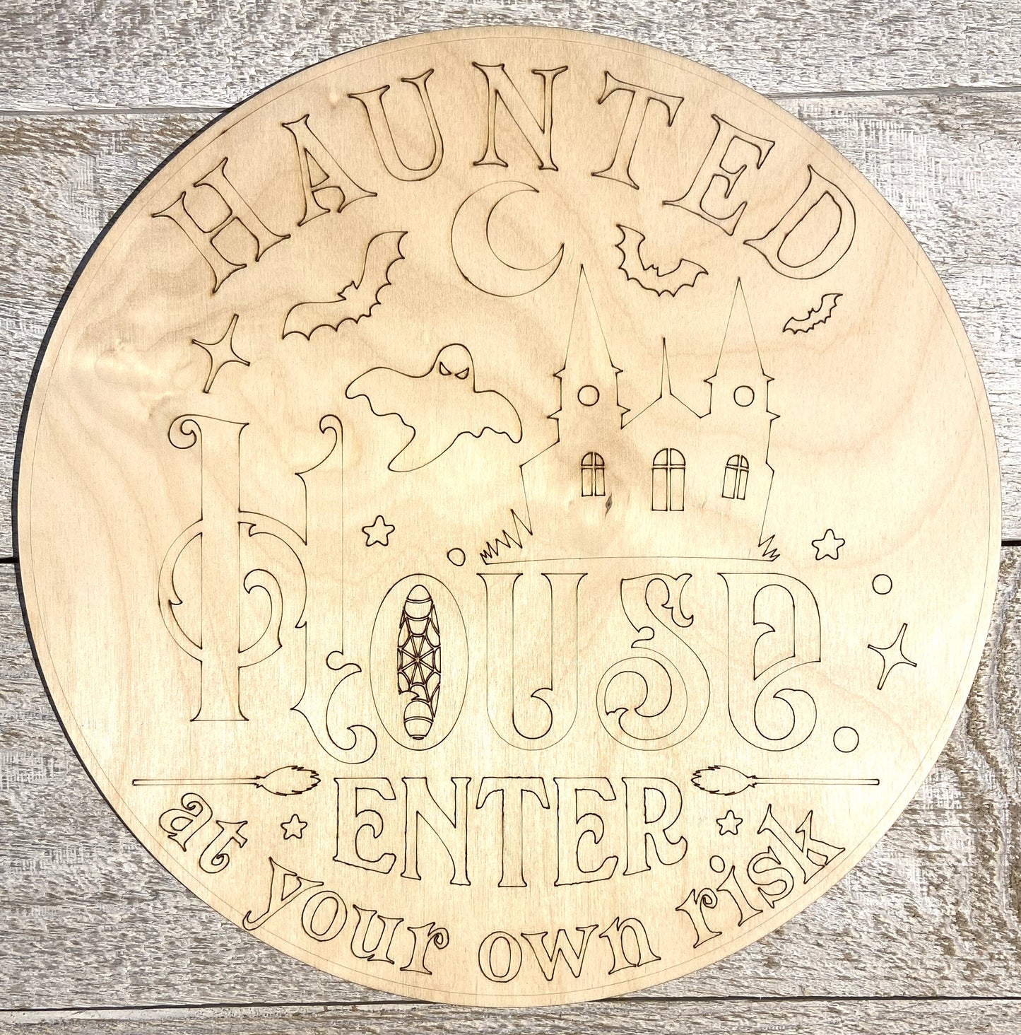 Ready to Paint Halloween Sign - Haunted House - Unfinished 1/8" Plywood - S662