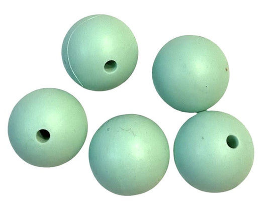 15mm Round Silicone Beads 5/pack - Mint - SB002