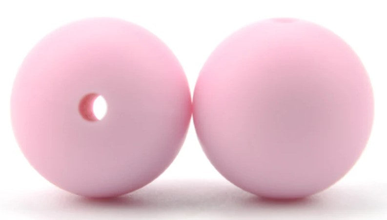 15mm Round Silicone Beads 5/pack - Light Pink - SB005