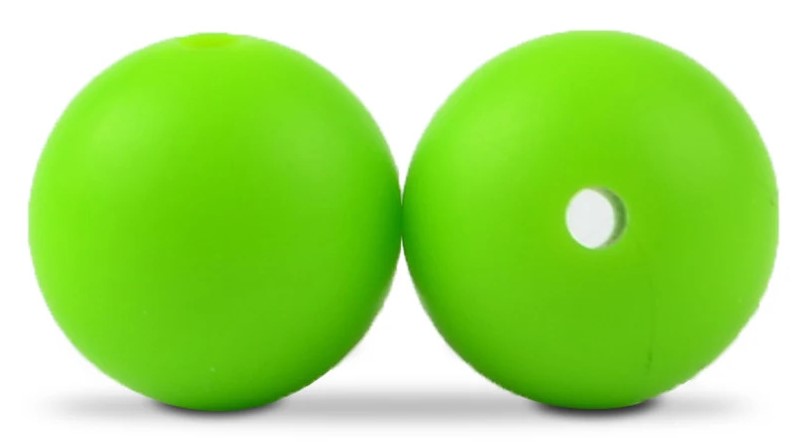 15mm Round Silicone Beads 5/pack - Chartreuse - SB006