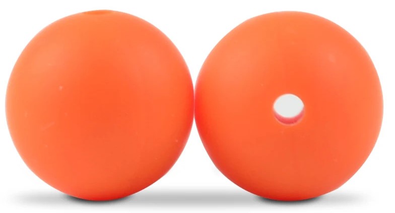 15mm Round Silicone Beads 5/pack - Orange - SB007