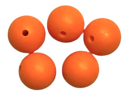 15mm Round Silicone Beads 5/pack - Orange - SB007