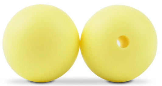 15mm Round Silicone Beads 5/pack - Cream Yellow - SB008