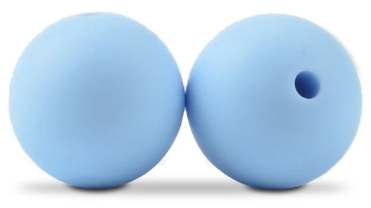 15mm Round Silicone Beads 5/pack - Pastel Blue - SB009