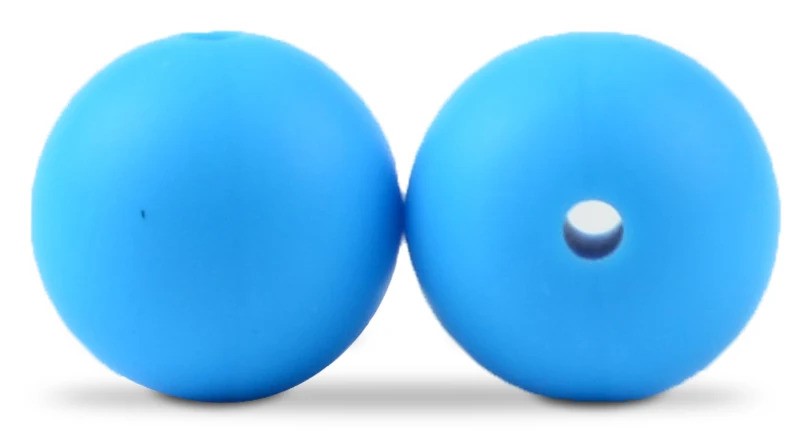 15mm Round Silicone Beads 5/pack - Deep Sky Blue - SB011