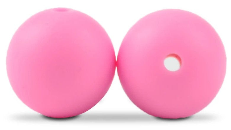 15mm Round Silicone Beads 5/pack - Pink - SB017