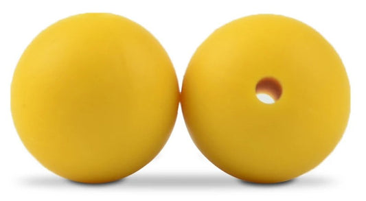 15mm Round Silicone Beads 5/pack - Mustard - SB018