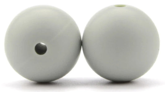 15mm Round Silicone Beads 5/pack - Pale Gray - SB020