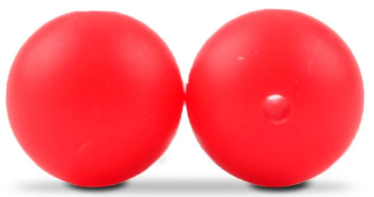 15mm Round Silicone Beads 5/pack - Scarlet Red - SB025