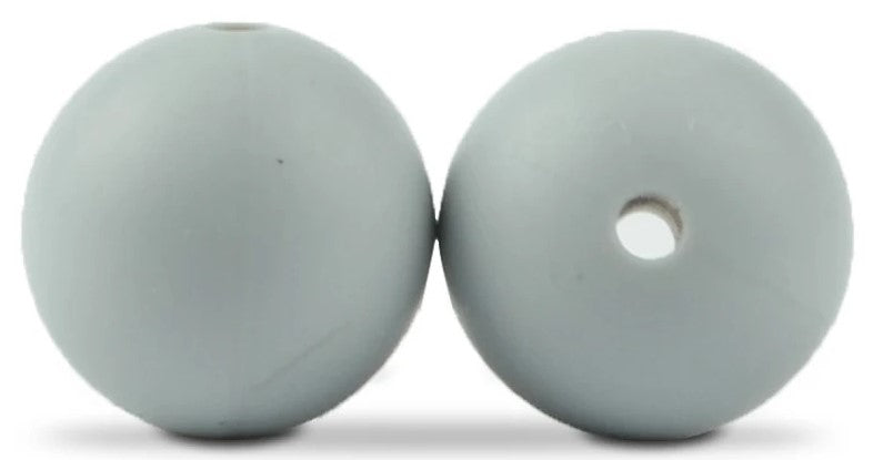 15mm Round Silicone Beads 5/pack - Light Gray - SB028