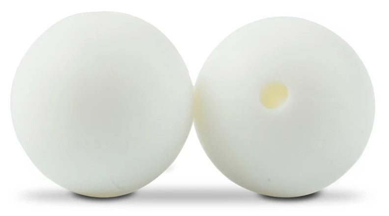 15mm Round Silicone Beads 5/pack - Snow - SB033